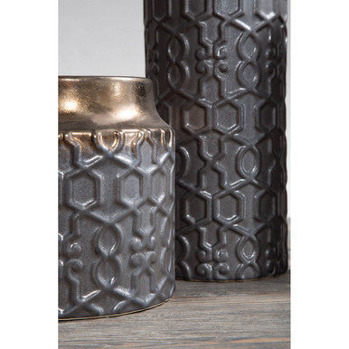 Gold and Grey Layered Small Ceramic Planter