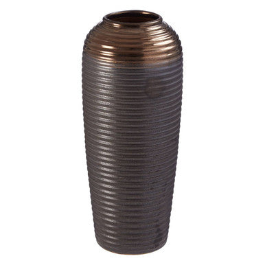 Ribbed Textured Large Ceramic Vase