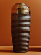 Ribbed Textured Large Ceramic Vase