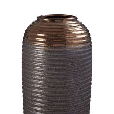 Ribbed Textured Large Ceramic Vase