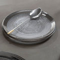 Embossed Glass with Silver Rim Charger Plate
