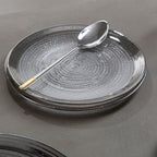 Embossed Glass with Silver Rim Charger Plate