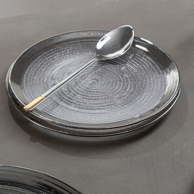 Embossed Glass with Silver Rim Charger Plate