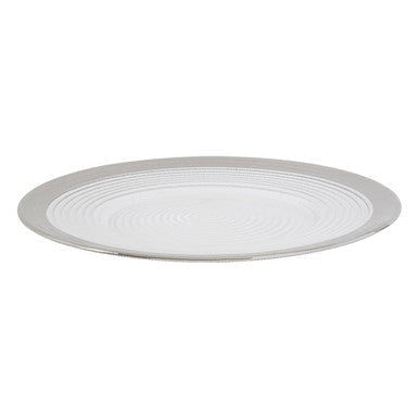 Embossed Glass Dinner Plate with Silver Rim