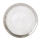 Embossed Glass Dinner Plate with Silver Rim