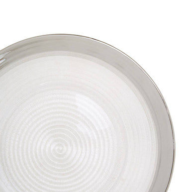 Embossed Glass Dinner Plate with Silver Rim
