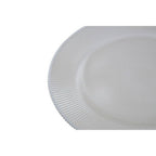 White Embossed Glass Charger Plate with Silver Rim