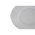 White Embossed Glass Dinner Plate with Silver Rim