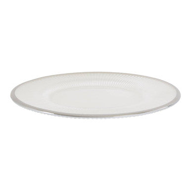 White Embossed Glass Side Plate with Silver Rim