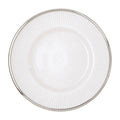 White Embossed Glass Side Plate with Silver Rim