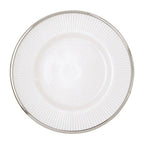 White Embossed Glass Side Plate with Silver Rim