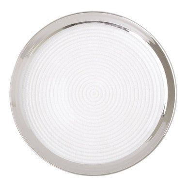 Embossed Glass Coupe Dinner Plate with Silver Rim