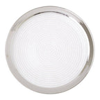 Embossed Glass Coupe Dinner Plate with Silver Rim