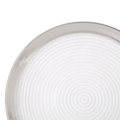 Embossed Glass Coupe Dinner Plate with Silver Rim