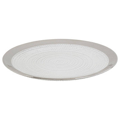 Embossed Glass Coupe Side Plate with Silver Rim