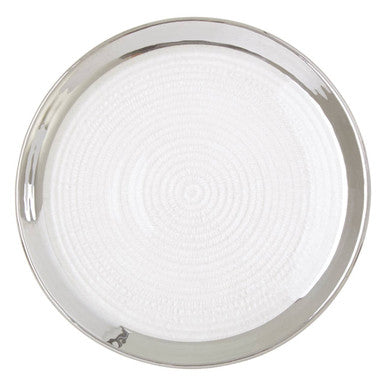 Embossed Glass Coupe Side Plate with Silver Rim