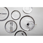 Embossed Glass Coupe Side Plate with Silver Rim