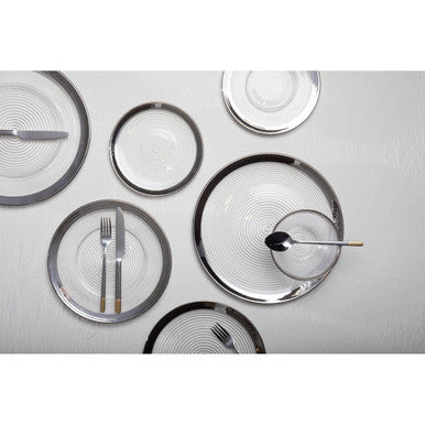 Embossed Glass Coupe Side Plate with Silver Rim