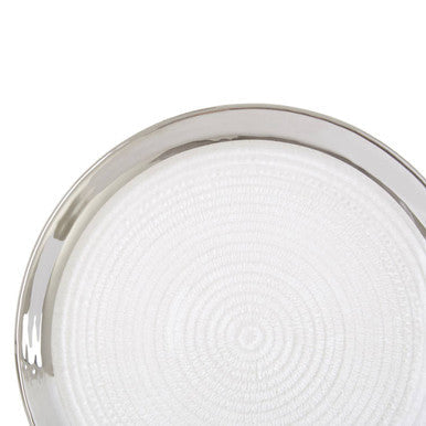 Embossed Glass Coupe Side Plate with Silver Rim