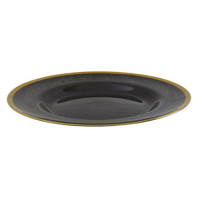 Black Glass Charger Plate with Gold Rim