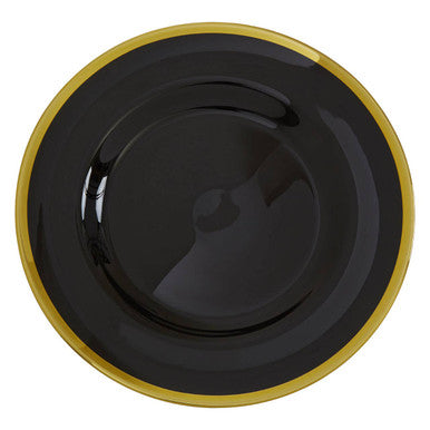 Black Glass Charger Plate with Gold Rim