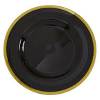 Black Glass Charger Plate with Gold Rim