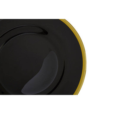Black Glass Charger Plate with Gold Rim