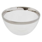 Embossed Glass Bowl with Silver Rim