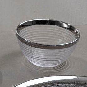 Embossed Glass Bowl with Silver Rim