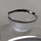 Embossed Glass Bowl with Silver Rim