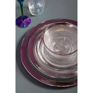 Embossed Glass Bowl with Silver Rim