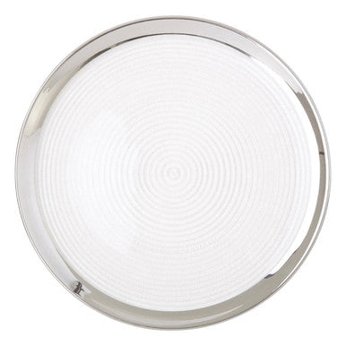 Embossed Glass Coupe Charger Plate with Silver Rim