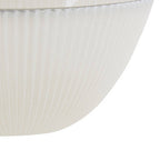 White Embossed Glass Bowl with Silver Rim