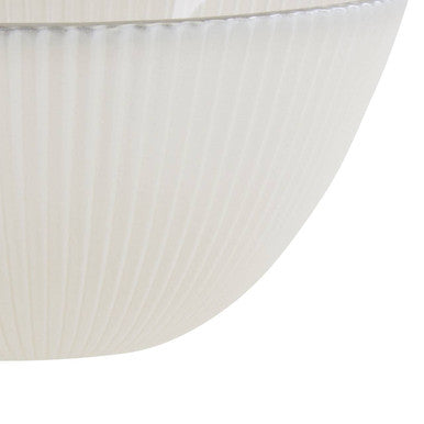 White Embossed Glass Bowl with Silver Rim