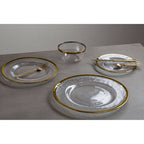 Textured Glass Dinner Plate with Gold Rim