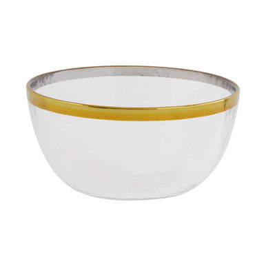 Textured Glass Bowl with Gold Rim