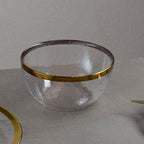 Textured Glass Bowl with Gold Rim