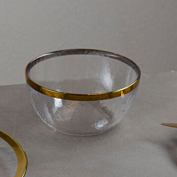 Textured Glass Bowl with Gold Rim