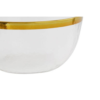 Textured Glass Bowl with Gold Rim