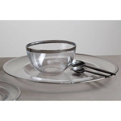 Glass Charger Plate with Silver Rim