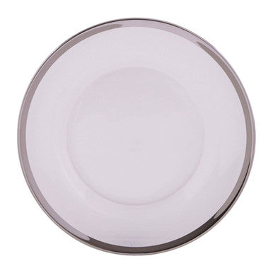 Glass Dinner Plate with Silver Rim