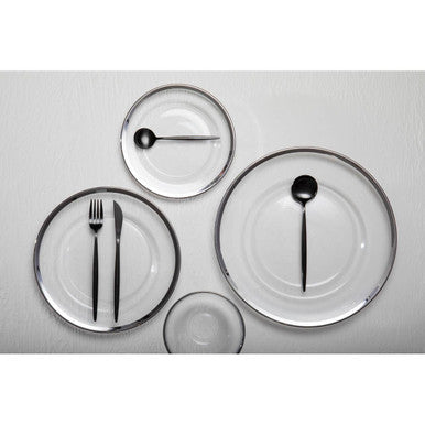Glass Dinner Plate with Silver Rim