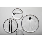 Glass Dinner Plate with Silver Rim