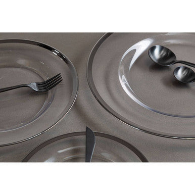 Glass Dinner Plate with Silver Rim