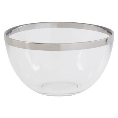 Glass Bowl with Silver Rim