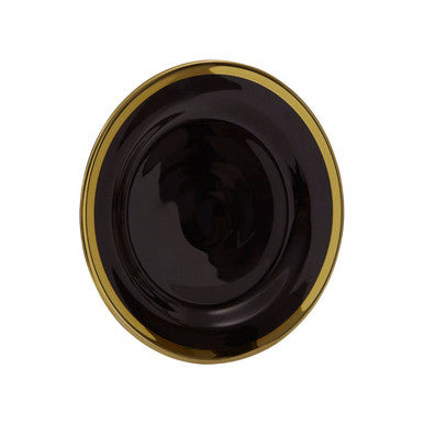 Black Glass Dinner Plate with Gold Rim