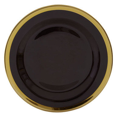 Black Glass Dinner Plate with Gold Rim
