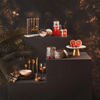 Black Glass Dinner Plate with Gold Rim
