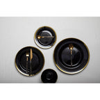 Black Glass Dinner Plate with Gold Rim