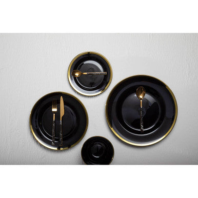 Black Glass Dinner Plate with Gold Rim